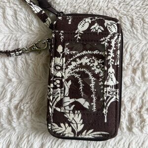 Vera Bradley Brown and White Floral Wristlet